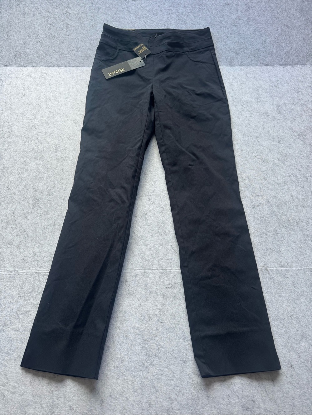 Renuar Black Stretch Straight Leg Pants Women’s Size 0 Pull-On Slim Fit NWT